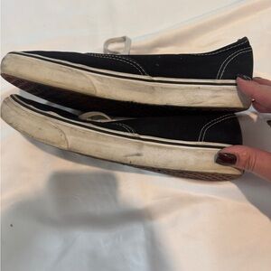 Vans Black Canvas Slip-On Sneakers with White Soles